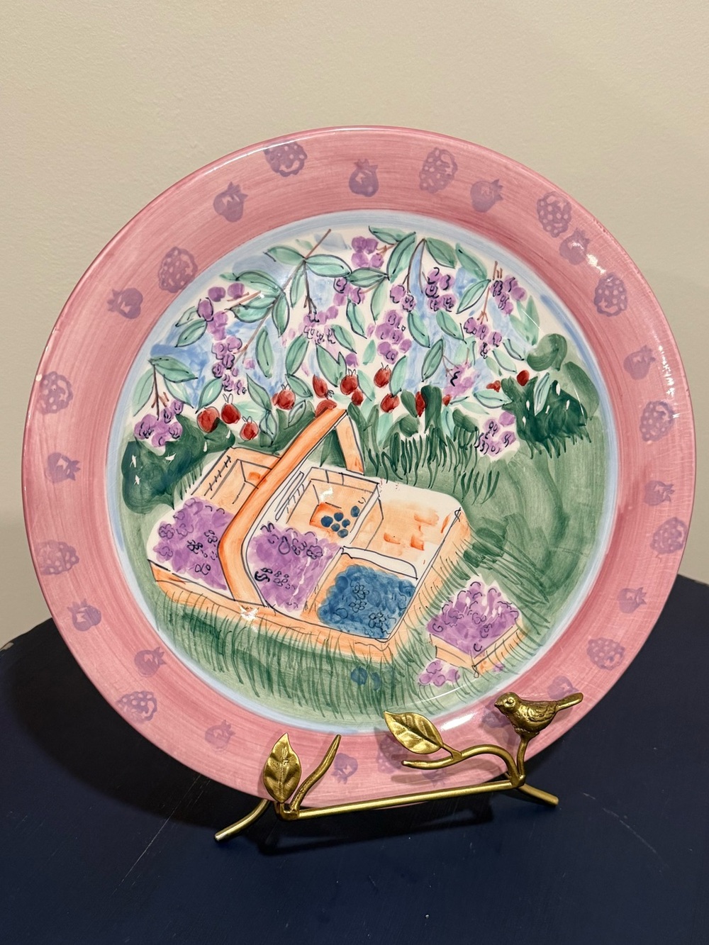 Michael Sparks Zrike In the Garden 13” Hand Painted Platter Serving Plate